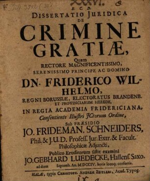 Diss. iur. de crimine gratiae