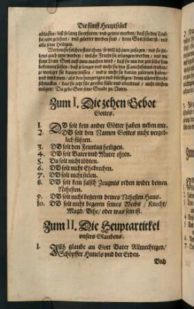 "Zum II. Die Hauptartikel unsers Glaubens"