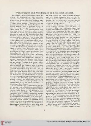 3: Wanderungen und Wandlungen in kölnischen Museen