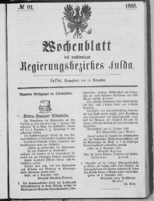 No. 92., Ausgabe vom 14. November 1868