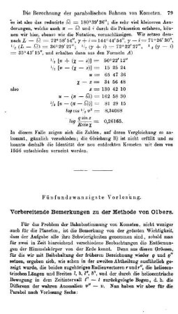25. Vorbereitende Bemerkungen zu der Methode von Olbers.