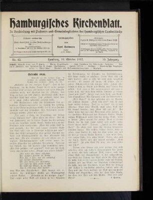 Nr. 42. Hamburg, 19. Oktober 1913. 10. Jahrgang.