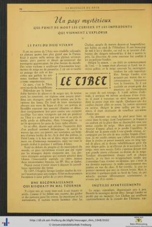 Un pays mystérieux: le Tibet.