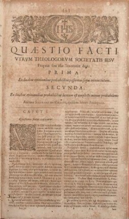 Quaestio Facti Vtrvm Theologorvm Societatis Iesv ...