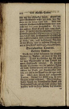 Dreyzehendes Couvert. Gefüllte Tauben.