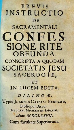 Brevis Instructio De Sacramentali Confessione Rite Obeunda