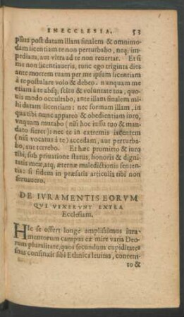 De Iuramentis Eorum Qui Vixerunt Extra Ecclesiam.