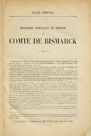 Histoire publique & privée du comte de Bismarck