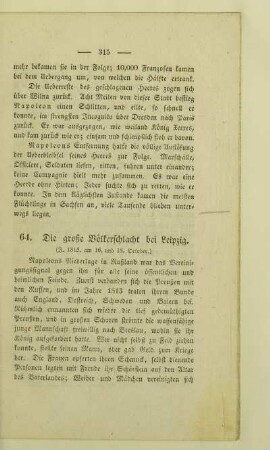 64. Die große Völkerschlacht bei Leipzig. (J. 1813. am 16. und 18. October.)