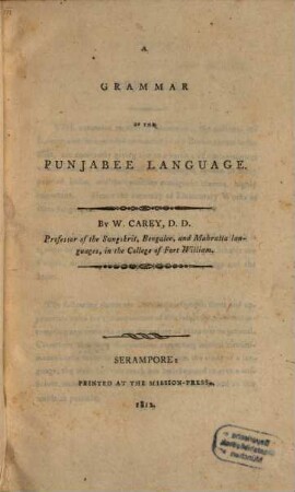 A Grammar of the Punjabee Language