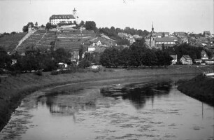 Vaihingen (Enz): Enz von der Brücke (Umgehungsstraße) auf Schloss