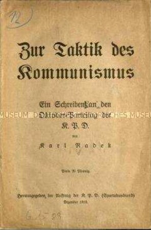Schrift Karl Radeks über die Taktik des Kommunismus