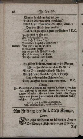 Am Festtage der heil. drey Könige – Am VI. Sonntage nach dem Feste der heil. drey Könige