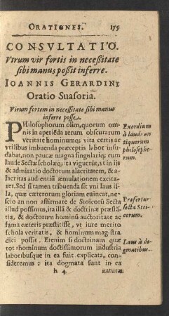 Consultatio. ... Ioannis Gerardini Oratio Suasoria.