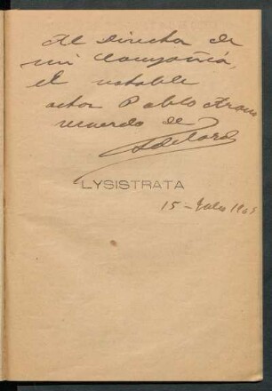 [Dedicatoria a Pablo Arana escrita a mano]