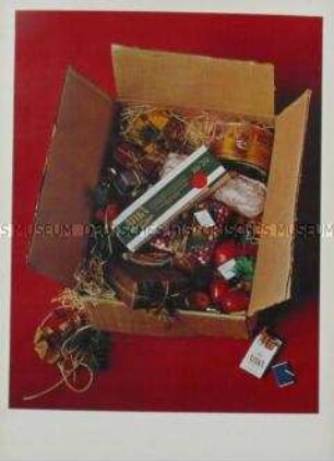 Werbeschild (doppelseitig) mit Weihnachtsmotiv für "Atika"-Zigaretten