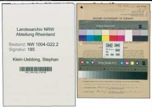Entnazifizierung Stephan Klein-Uebbing , geb. 18.02.1900 (Kaufm.Angestellter)