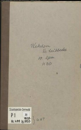 Kirchenbuchduplikat der evangelischen Gemeinde Wehdem, Kreis Lübbecke (GHT 1828-1833) (Gemeinde: Evangelische Gemeinde Wehdem)