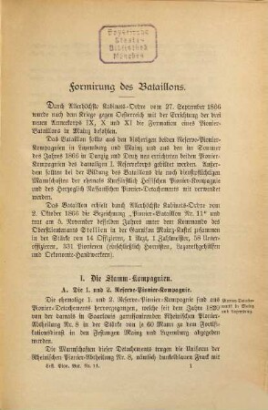 Geschichte des hessischen Pionier-Bataillons Nr 11 : Seiner Maj. d. Kaisers u. Königs, e. Uniformbilde u. Kt. u. Pl.