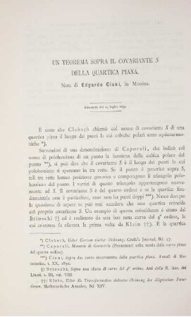 Un teorema sopra Il covariante S. della quartica piana.