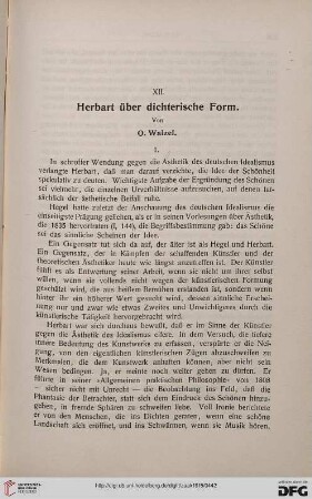 Herbart über dichterische Form