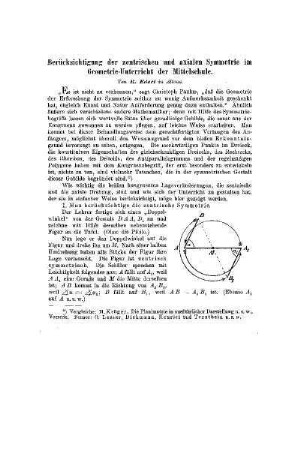Berücksichtigung der zentrischen und axialen Symmetrie im Geometrie-Unterricht der Mittelschule