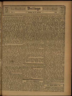 Zweite Ausgabe vom Sonntag, den 27. Februar 1921.