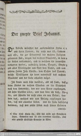Der zweyte Brief Johannis
