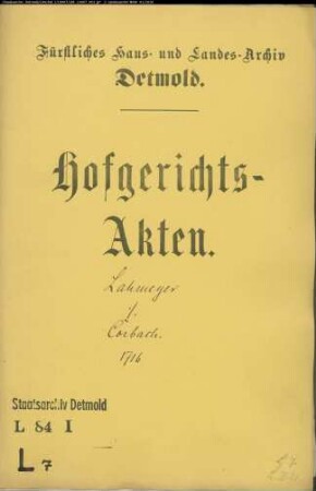 Lahmeyer, Friedrich in Bremen gegen Bernd Henrich Corbach zu Brüntrup - Schuldforderung