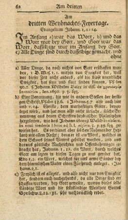 Am dritten Weyhnachts-Feyertage