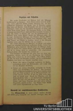 Begießen und Behacken.
