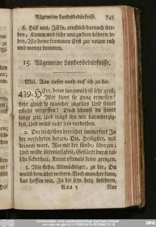 15. Allgemeine Landesbedürfnisse.