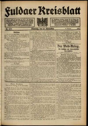 Ausgabe vom Dienstag, den 27. November 1917.