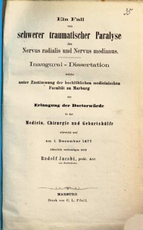 Ein Fall von schwerer traumatischer Paralyse des Nervus radialis und Nervus medianus