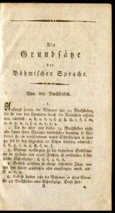 Die Grundsätze der Böhmischen Sprache.