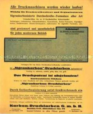 Nigrankarbonisierte Durchschreibe-Formulare