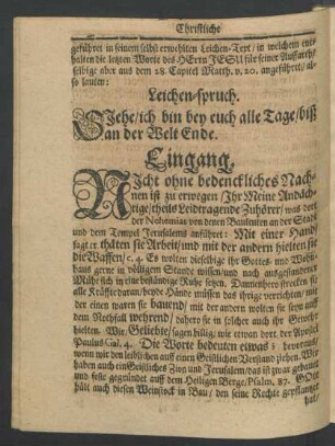 Leichen-spruch.[...] aus dem 28. Capitel Matth. v. 20.[...]