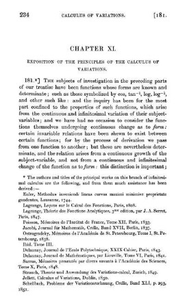Chapter XI. Exposition of the principles of the calculus of variations.