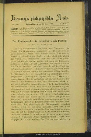Zur Photographie in naturähnlichen Farben