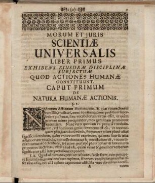 Caput Primum De Natura Humanæ Actionis.