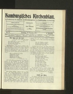 Nr. 52. Hamburg, 24. Dezember 1911. 8. Jahrgang.