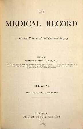 Medical record : a monthly journal of medicine and surgery. 33. 1888