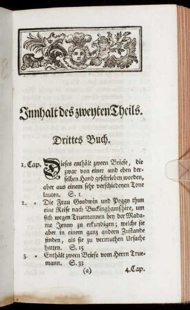 Innhalt des zweyten Theils.