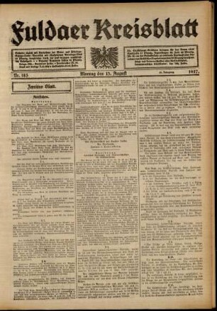 Zweite Ausgabe vom Montag, den 13. August 1917.