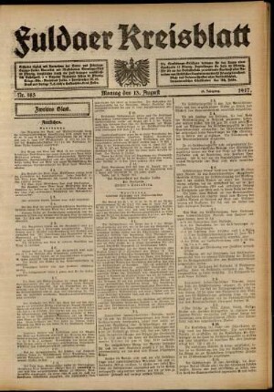 Zweite Ausgabe vom Montag, den 13. August 1917.