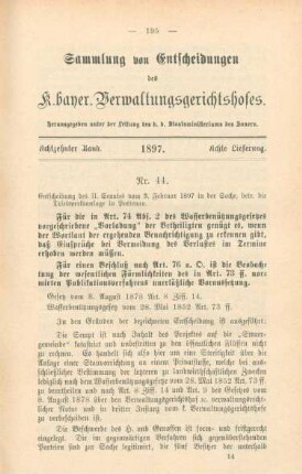Achtzehnter Band. 1897. Achte Lieferung. - Nr. 44. - Nr. 48.