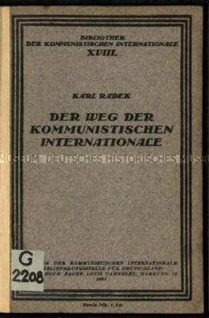 Schrift über die Taktik der Komintern und den Fortgang der Weltrevolution mit einer Rede des sowjetischen Politikers Trotzki auf dem 3. Weltkongress im Jahr 1921