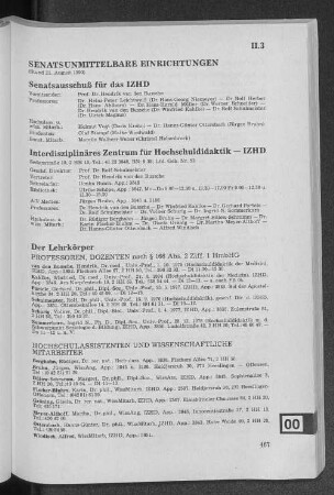 II.3 Senatsunmittelbare Einrichtungen