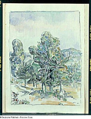 Landschaft mit Bäumen und Bergen