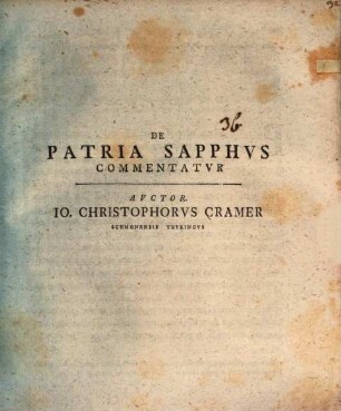 De patria Sapphus commentatur